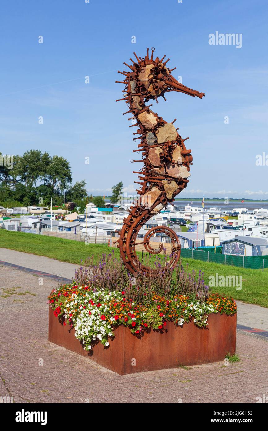 Figure Dangaster Seahorse, North Sea Resort Dangast, Varel-Dangast, Lower Saxony, Germany, Europe Stock Photo