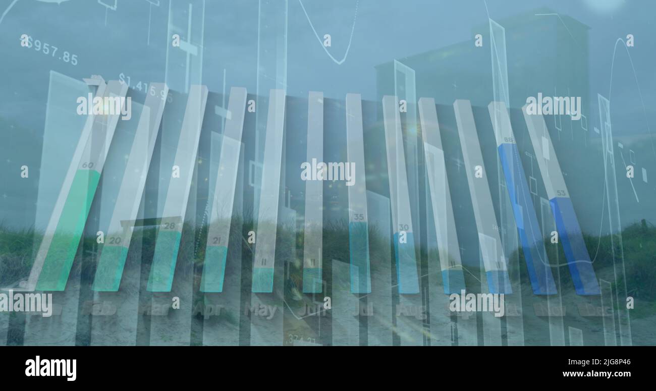 Image of data processing over landscape Stock Photo