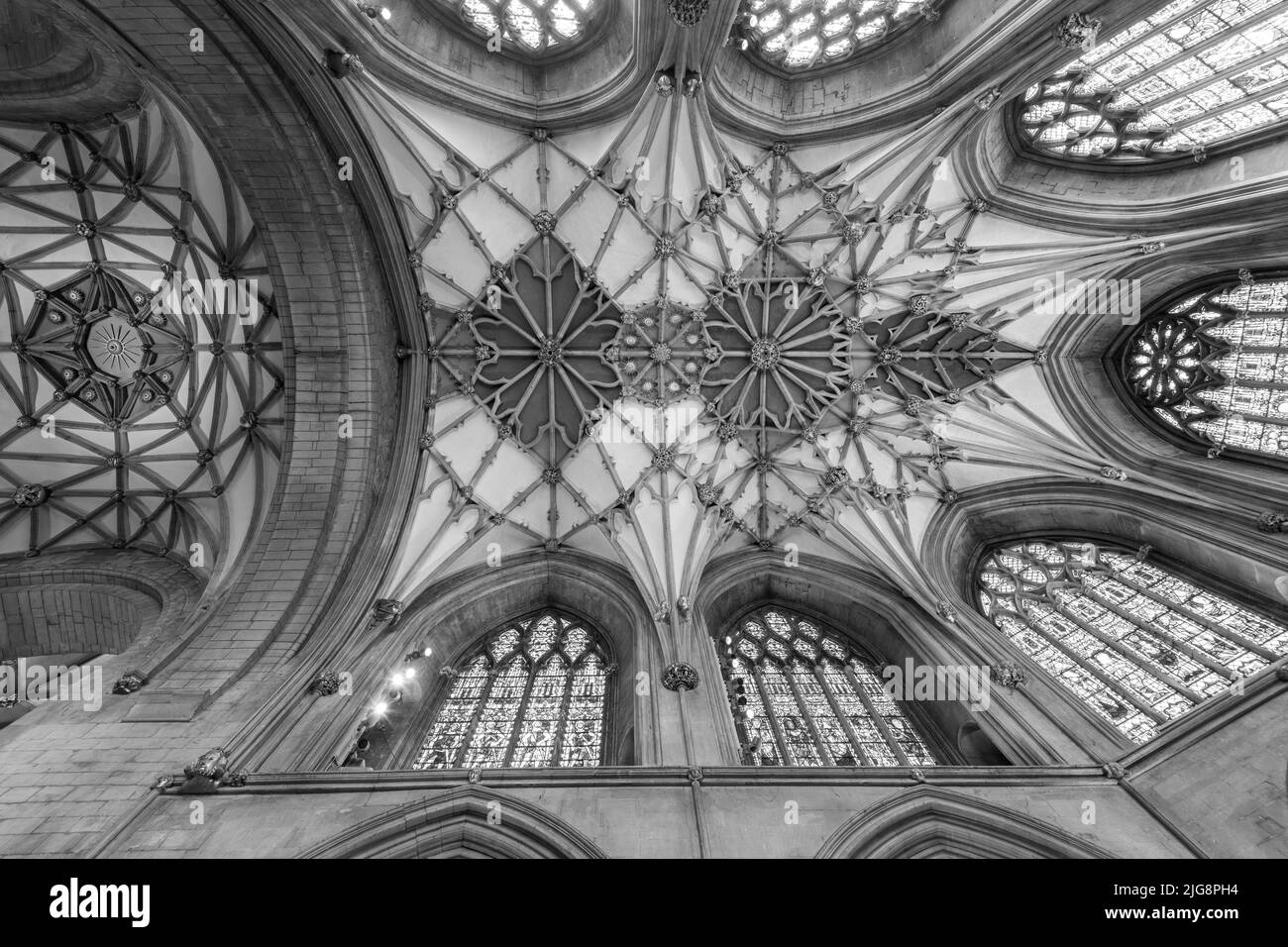 Tewkesbury.Gloucestershire.United Kingdom.June 2nd 2022.View of the ceiling  inside Tewkesbury Abbey in Gloucestershire Stock Photo