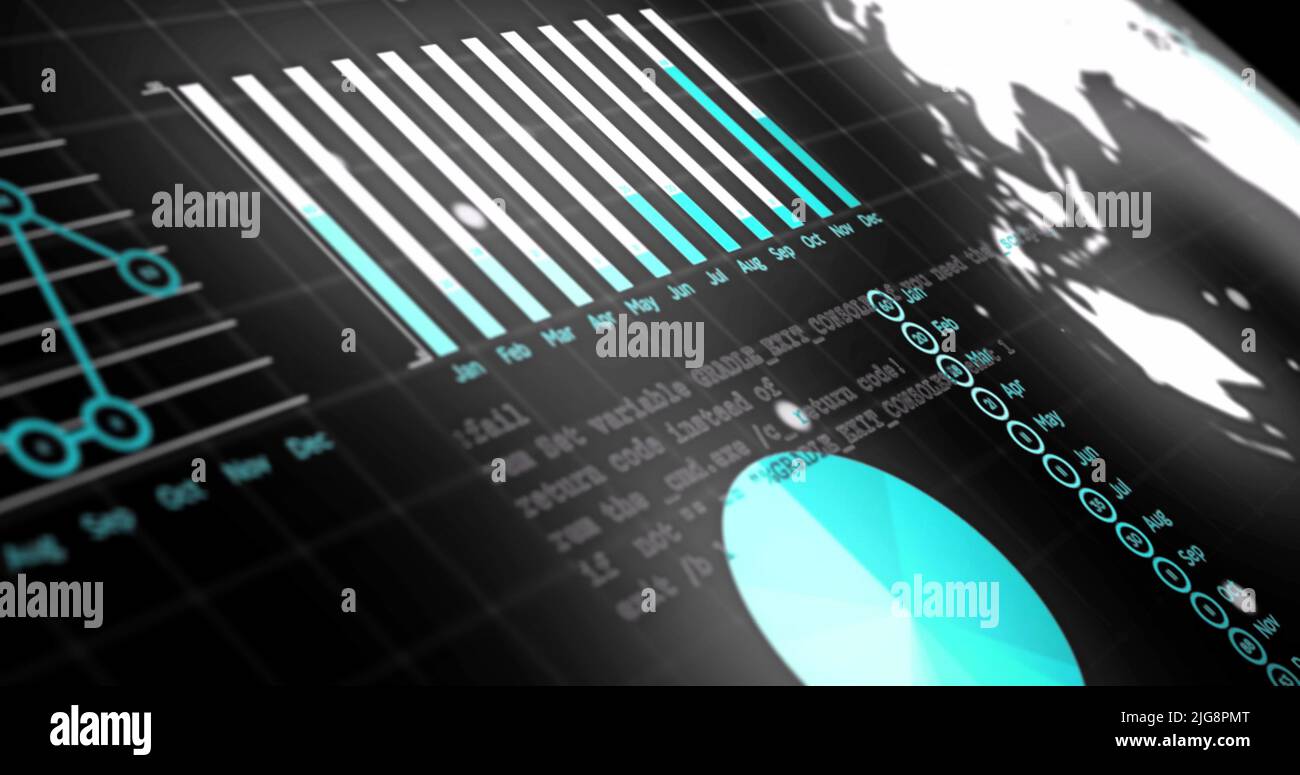 Image of data processing over black background Stock Photo