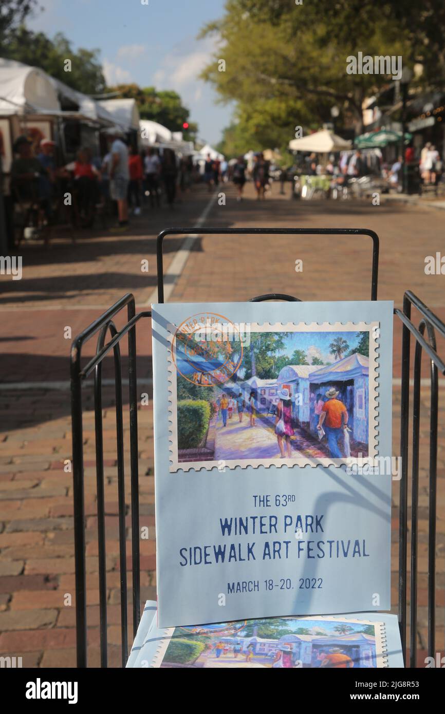The Winter Park Sidewalk Art Festival sign Stock Photo