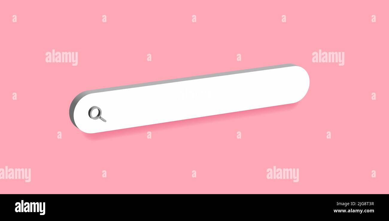 Search bar on pink background. Web search concept. 3d rendering Stock Vector