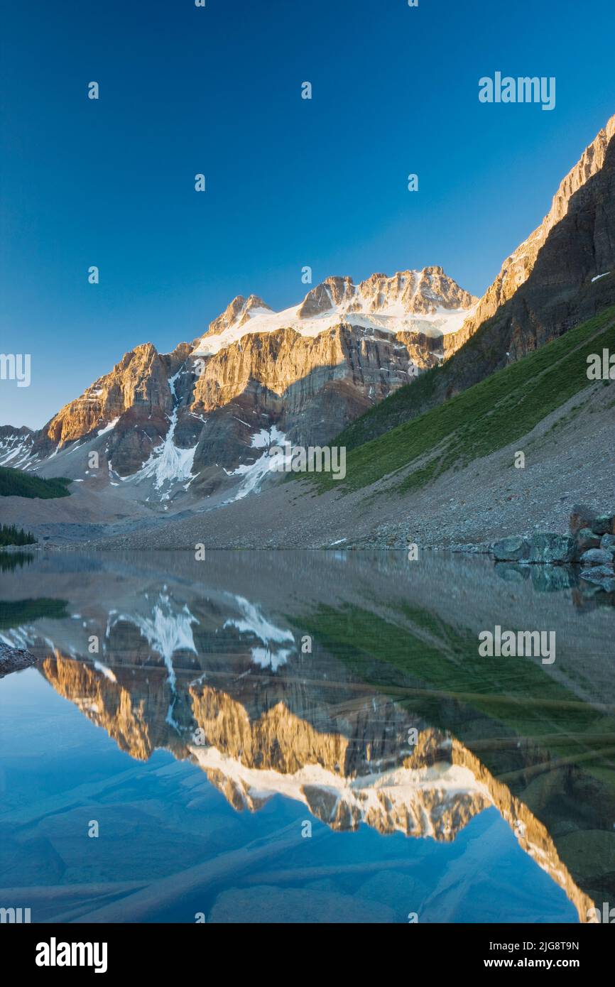 Mount Fay reflected in Lower Consolation Lake, Banff National Park, Alberta, Canada Stock Photo