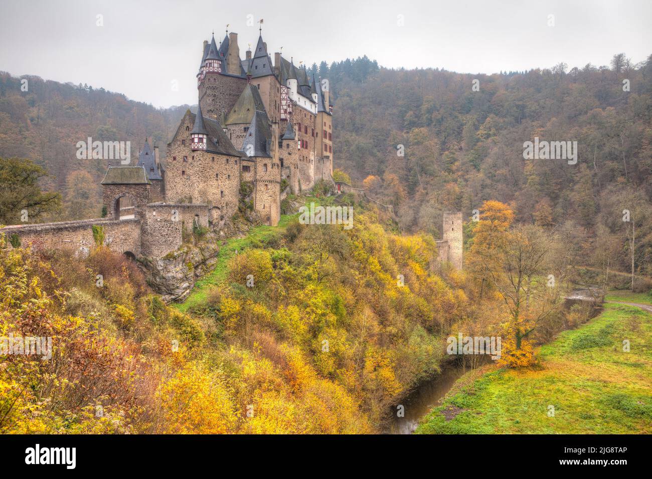 Eltz Castle in Autumn, Wierschem, Mayen-Koblenz, Rhineland-Palatinate, Germany Stock Photo