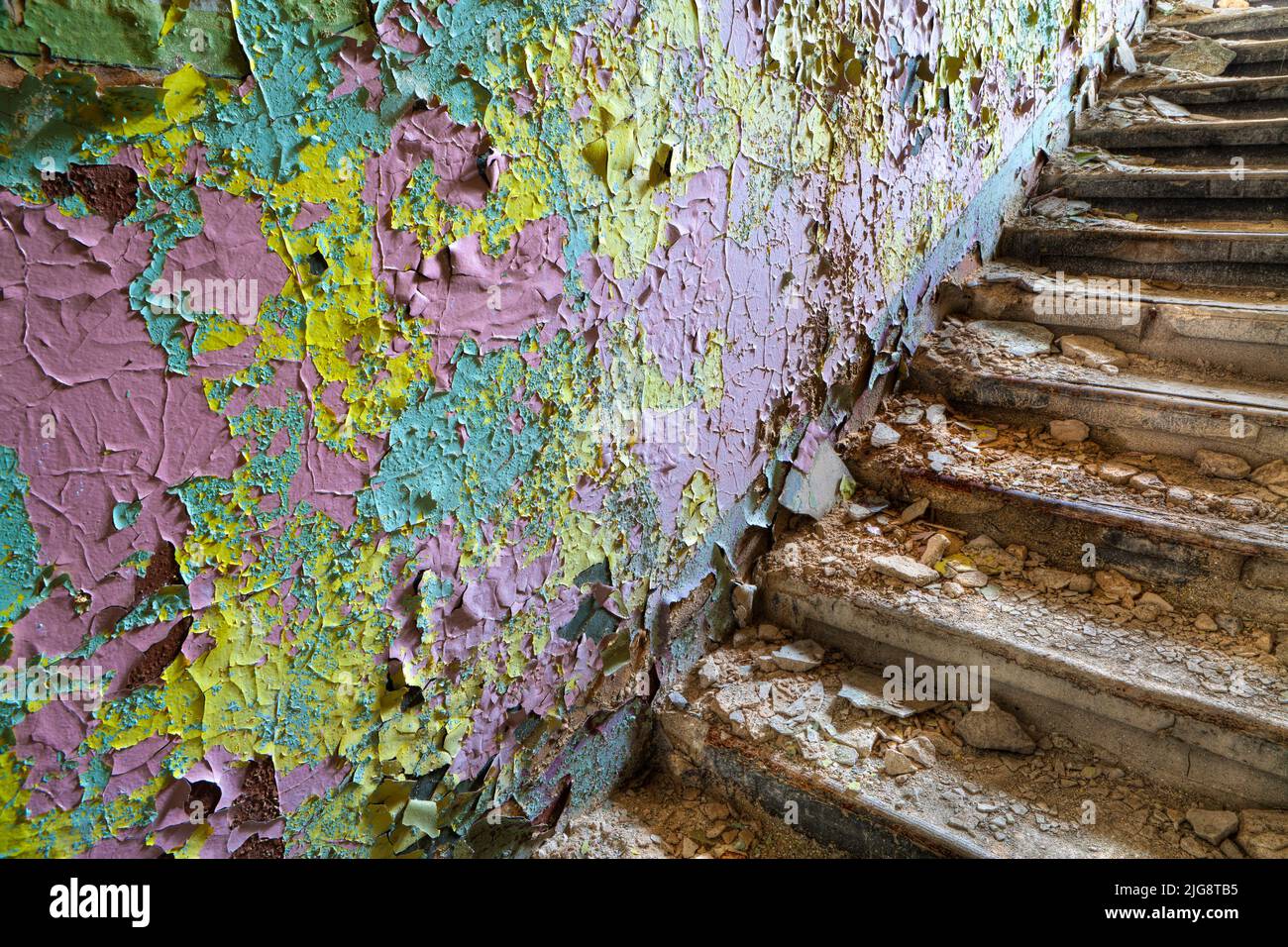 Stairs in an Abandoned Building Stock Photo
