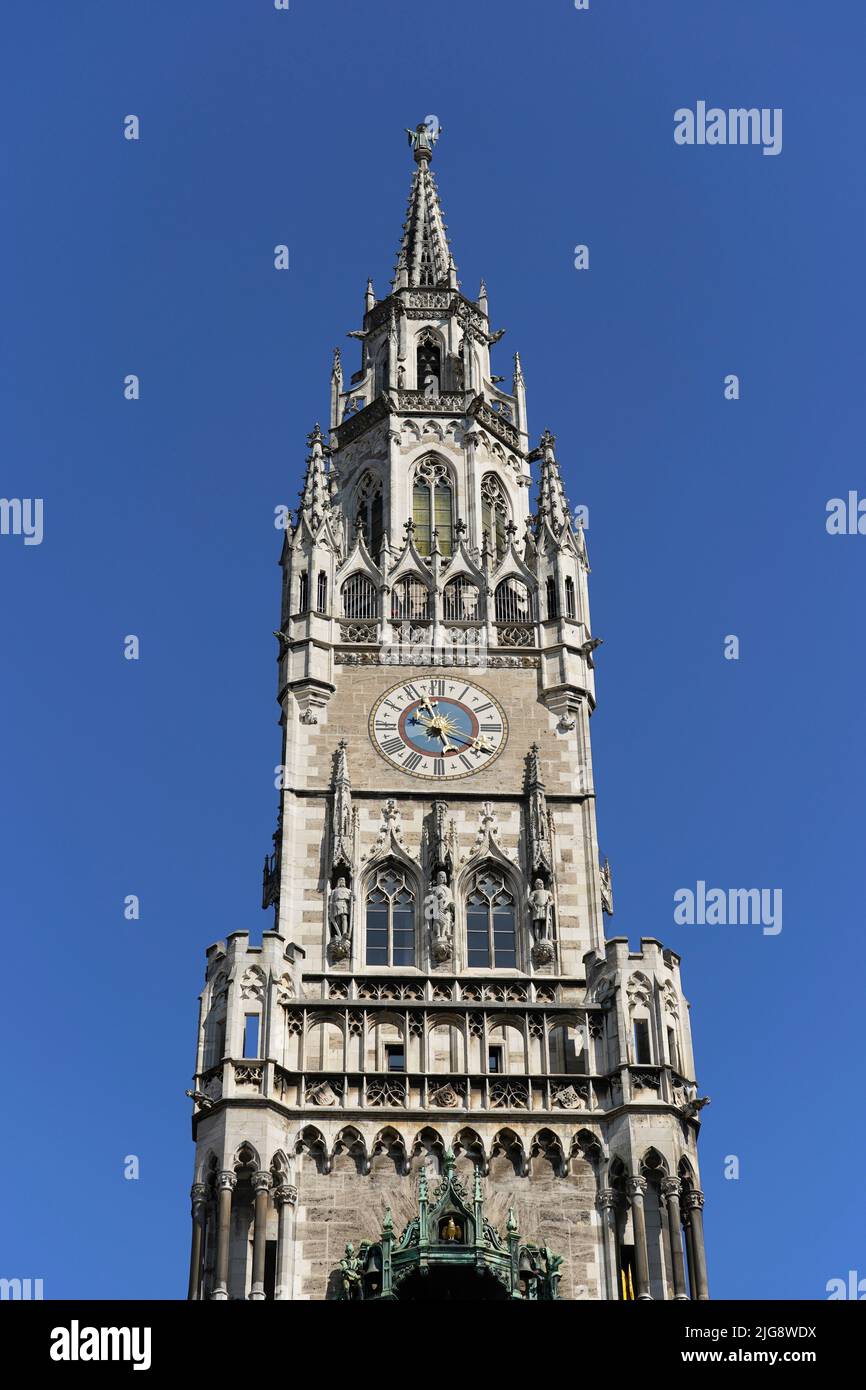 Germany, Bavaria, Munich, Marienplatz, New City Hall, City Hall Tower Stock Photo