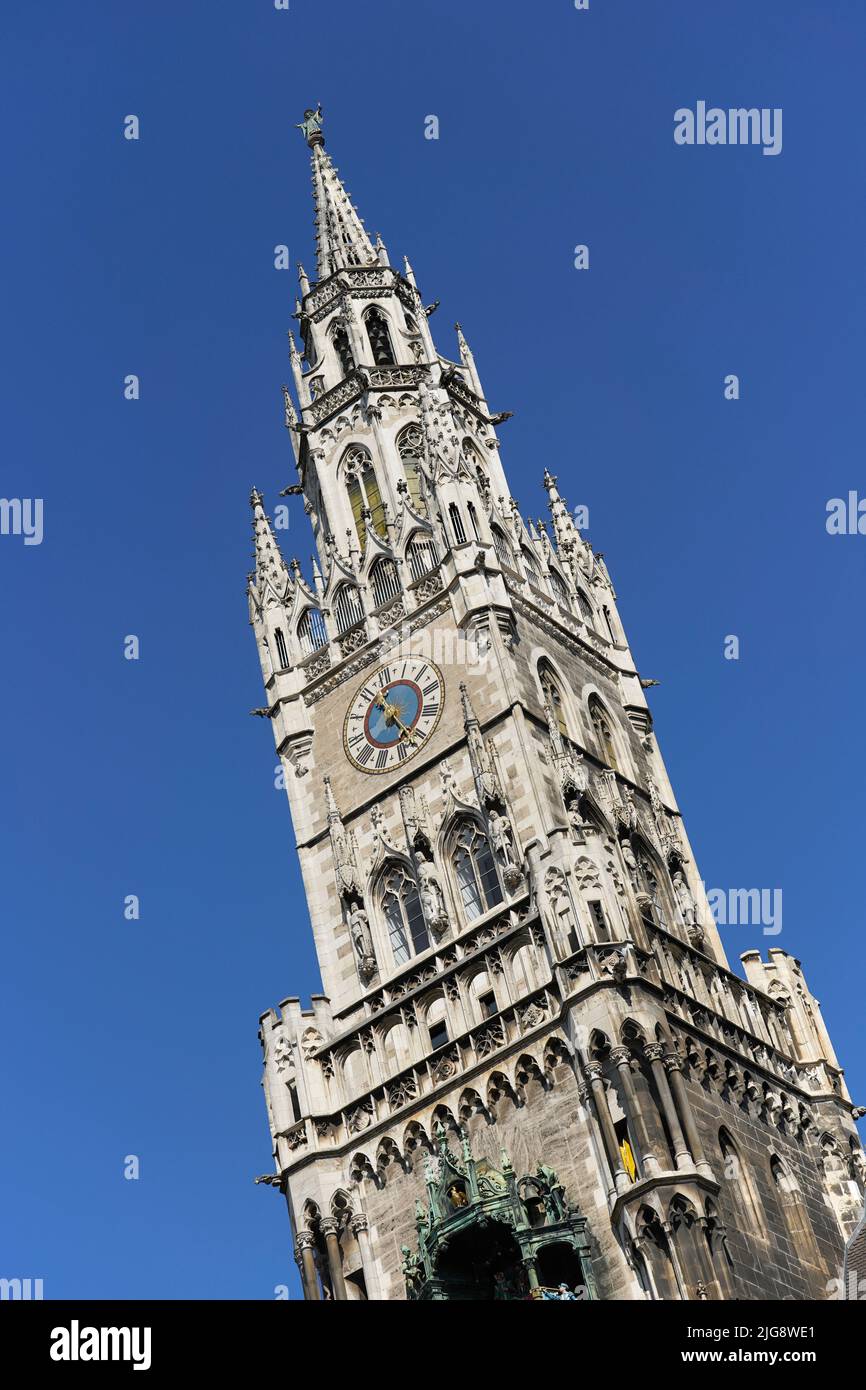 Germany, Bavaria, Munich, Marienplatz, New City Hall, City Hall Tower Stock Photo