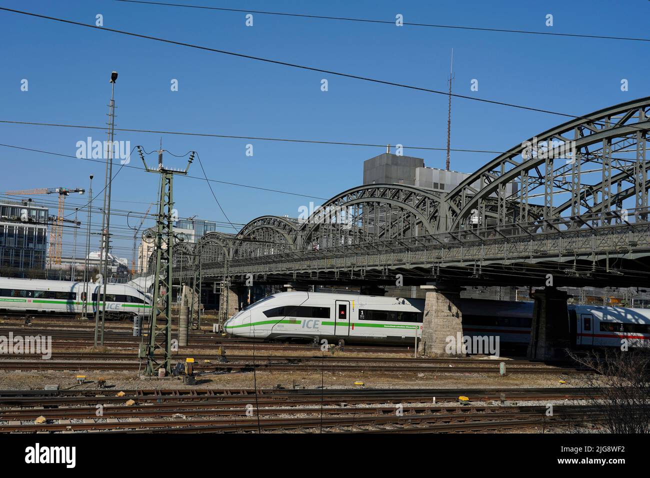Germany, Bavaria, Munich, main station, Hackerbrücke, tracks, ICE Stock Photo