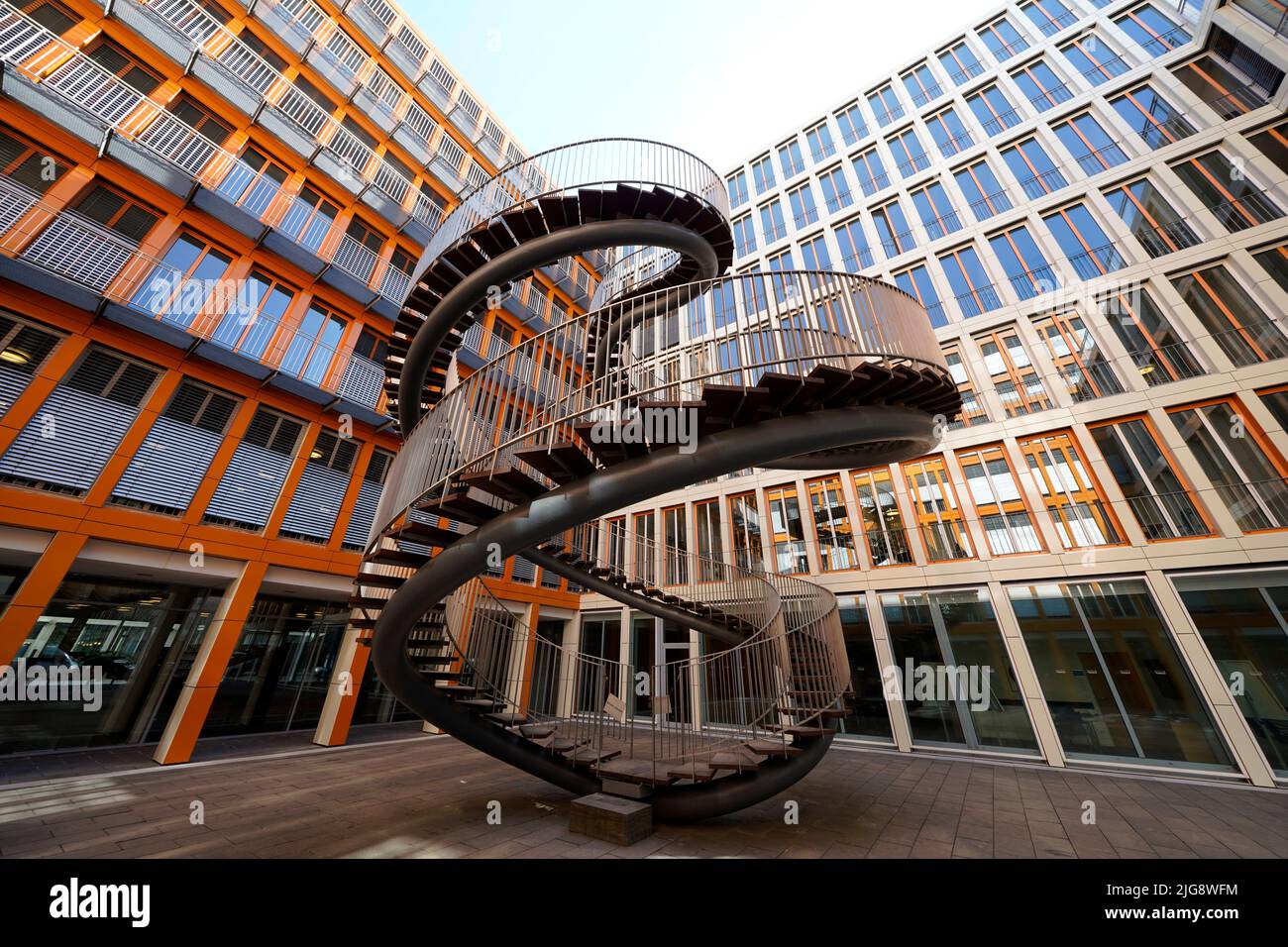Germany, Bavaria, Munich, Schwanthalerhöhe, KPMG office building, courtyard, artwork, The Endless Staircase, artist Olafur Eliasson, 2004 Stock Photo