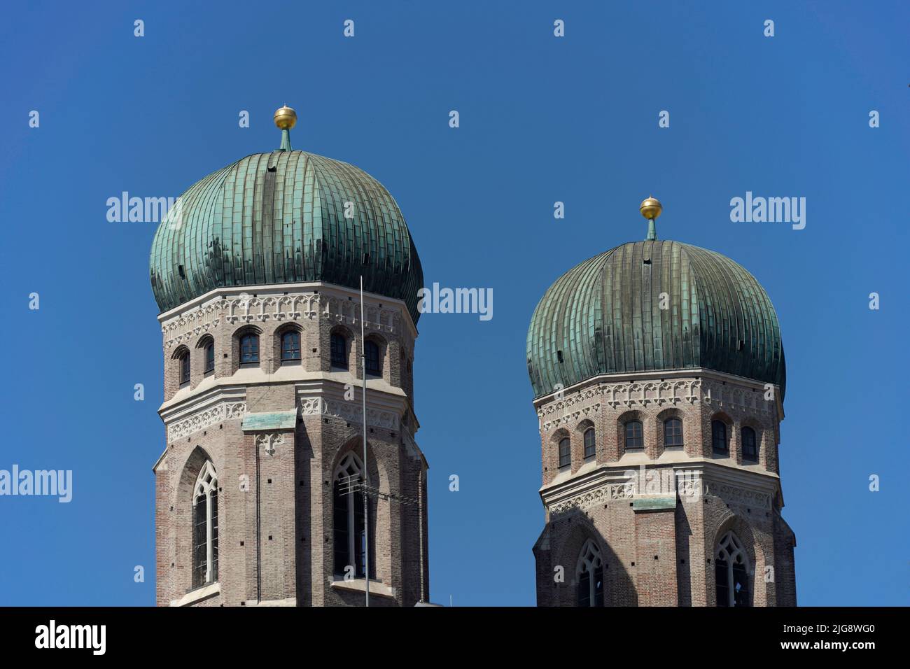 Germany, Bavaria, Munich, Marienplatz, Frauenkirche, twin towers, women towers Stock Photo
