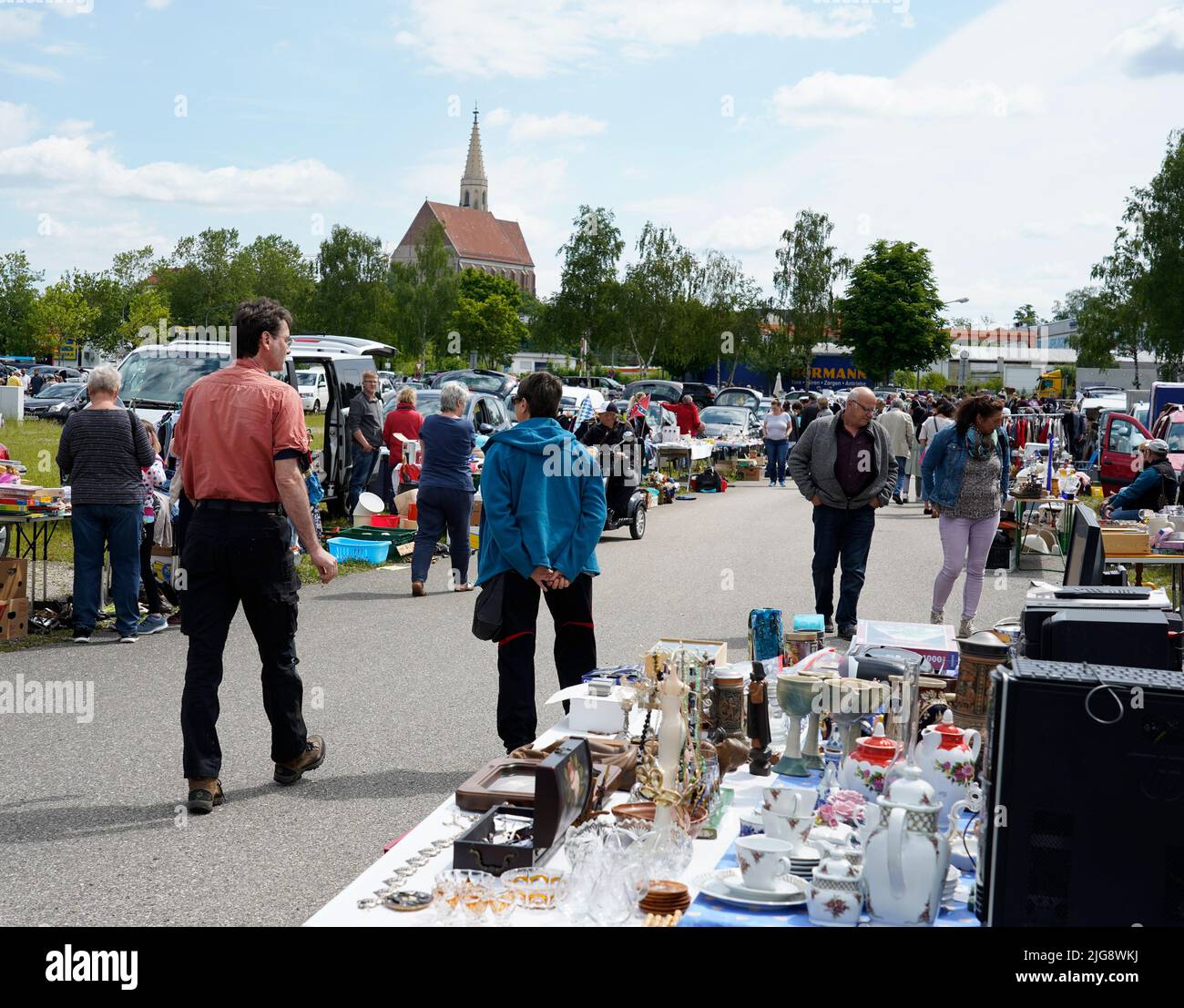 Germany, Bavaria, Upper Bavaria, Altötting district, Neuötting, flea market Stock Photo