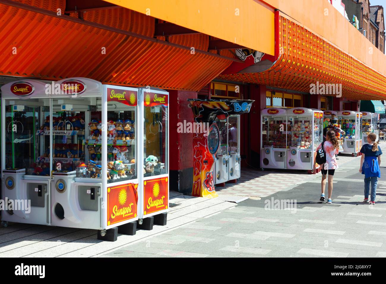 Seaside Amusment Arcade building exterior onto the street, Southend-on-Sea, Essex, Britain, July 2022 Stock Photo