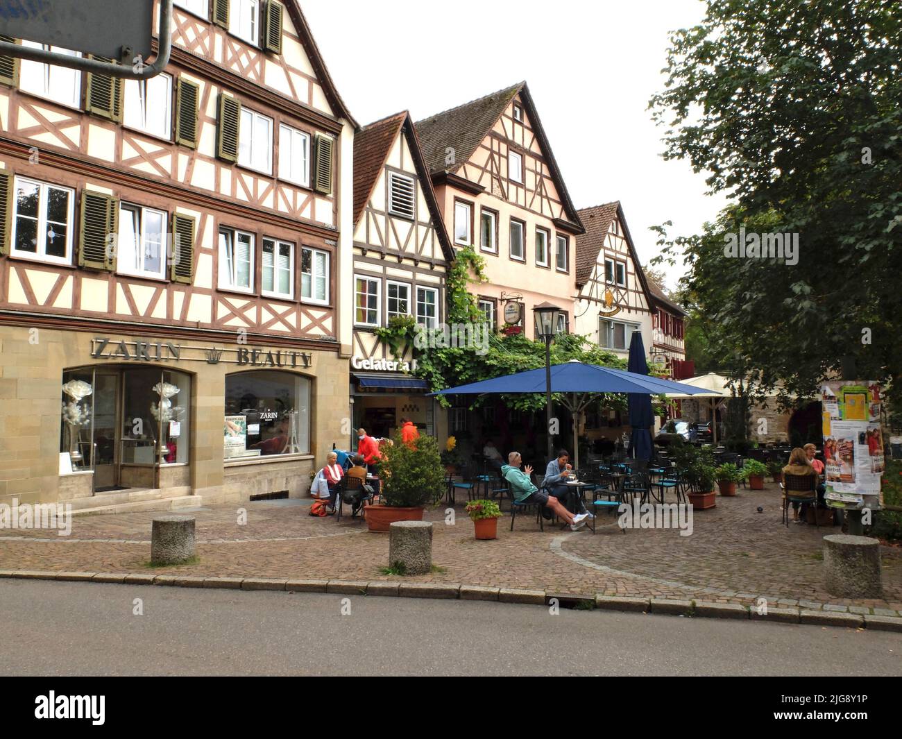 Germany, Baden-Wuerttemberg, Schwäbisch Hall, street cafe Stock Photo
