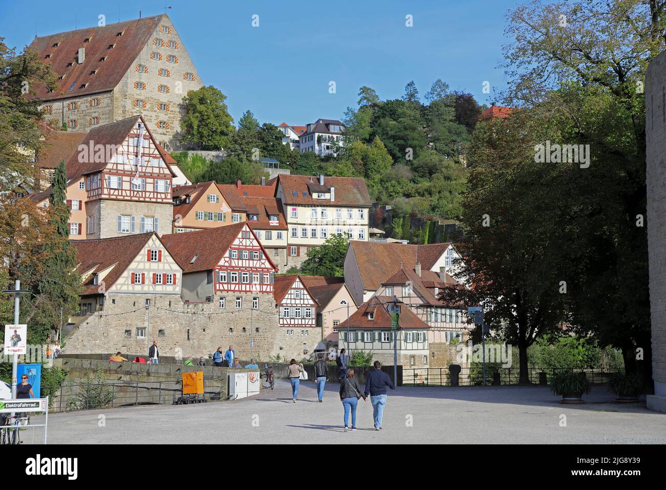 Germany, Baden-Wuerttemberg, Schwäbisch Hall, on the banks of the Kocher river Stock Photo