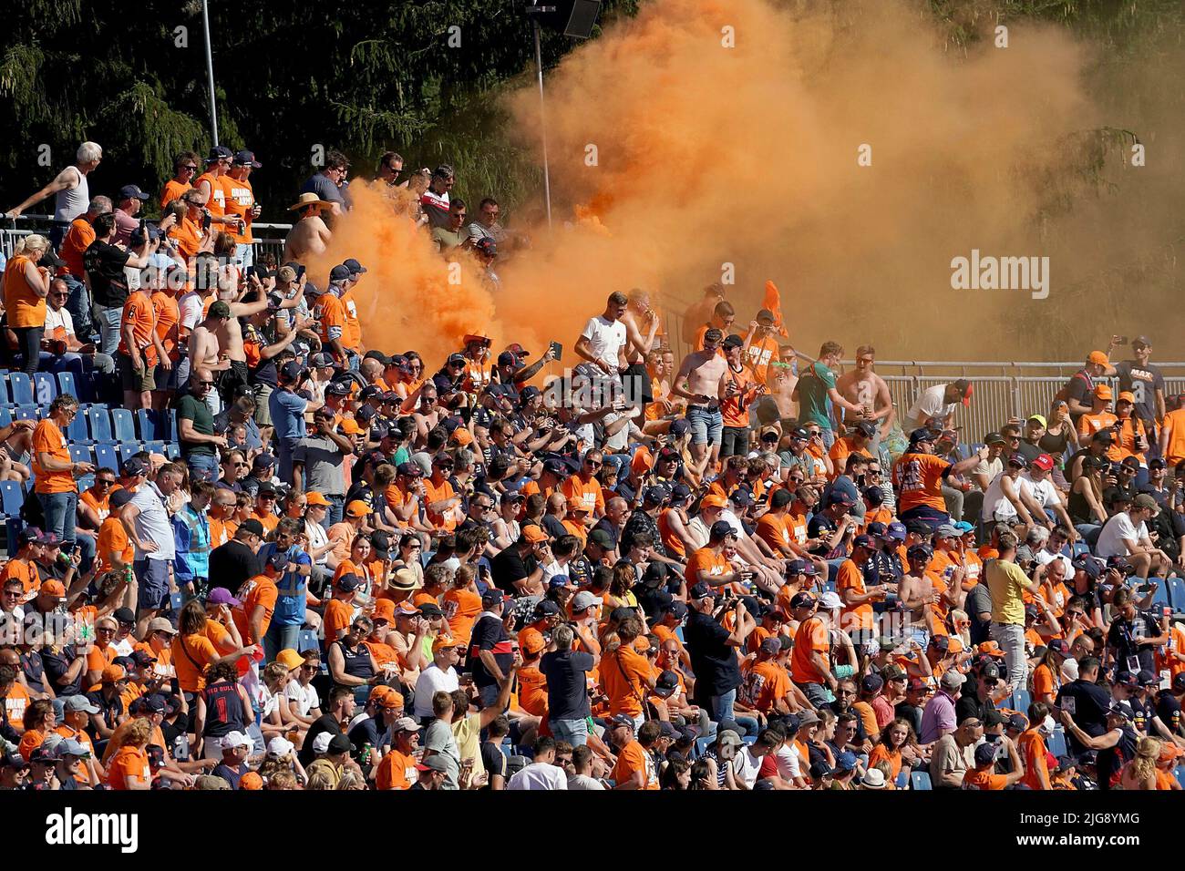 July 8th 22 Red Bull Ring Spielberg Formula 1 Bwt Grand Prix Of Austria 22 In The Picture Fans Of Max Verstappen Nel Oracle Red Bull Racing In The Grandstands Stock Photo Alamy
