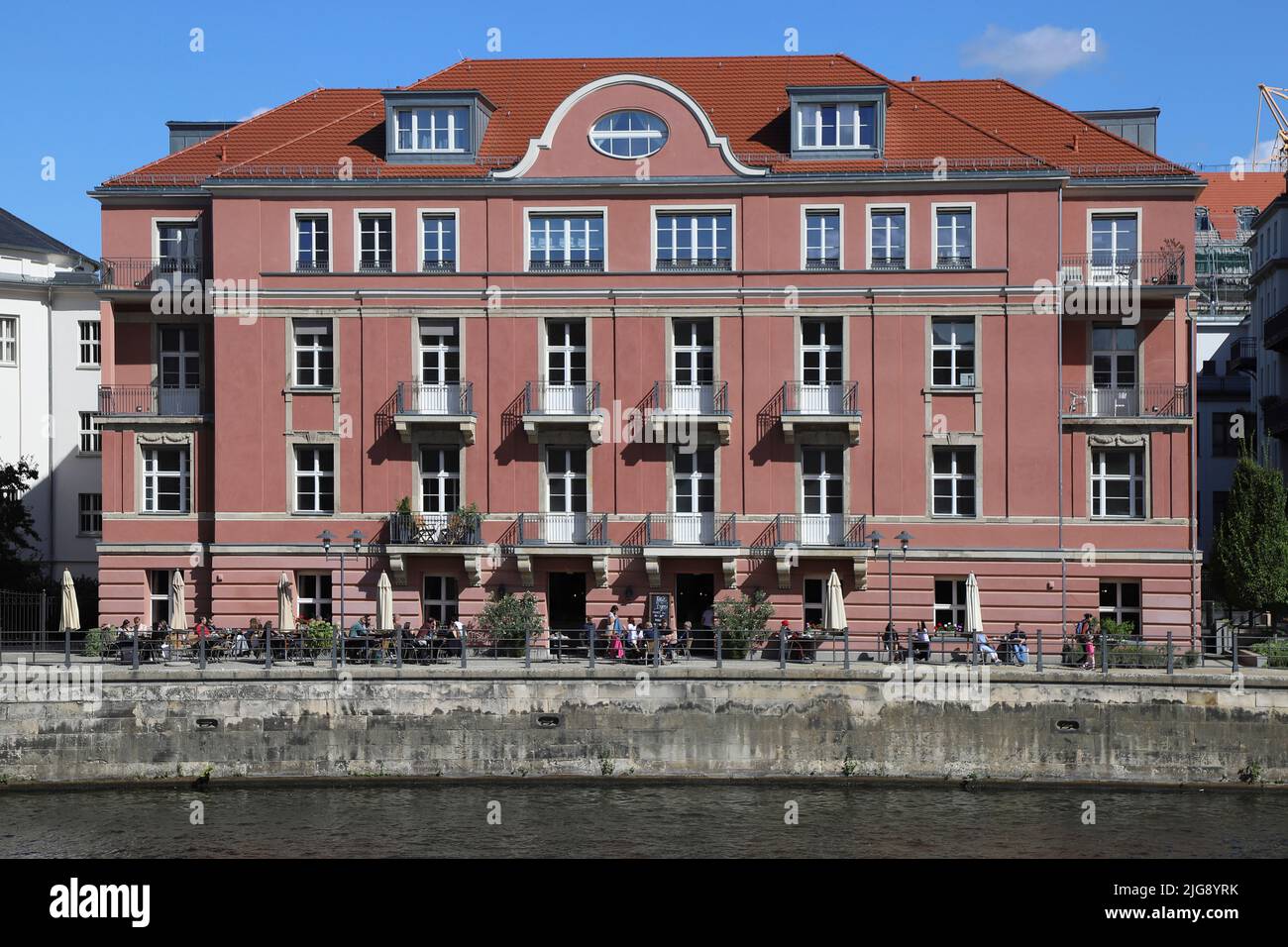 Germany, Berlin Mitte, Spree River, Spreeuferpromenade Stock Photo