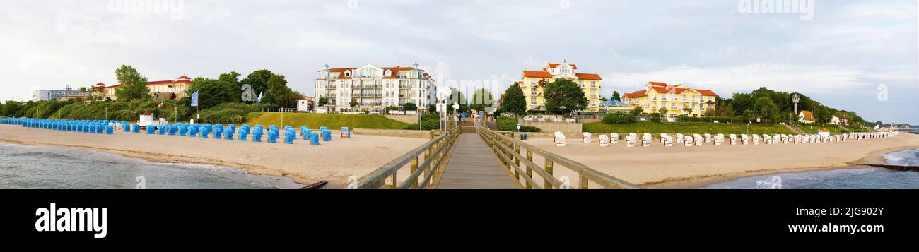 View from the pier to the village Kühlungsborn East, Mecklenburg-Western Pomerania, Germany Stock Photo