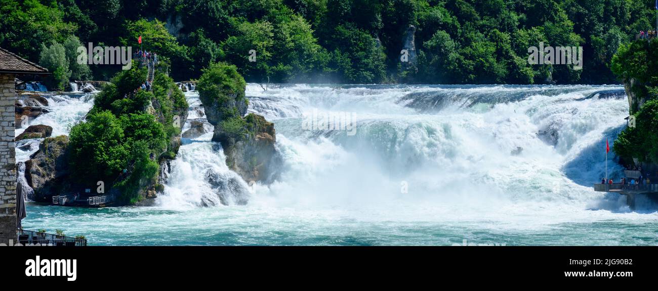 Switzerland, Schaffhausen, the Rhine Falls near Schaffhausen. Stock Photo