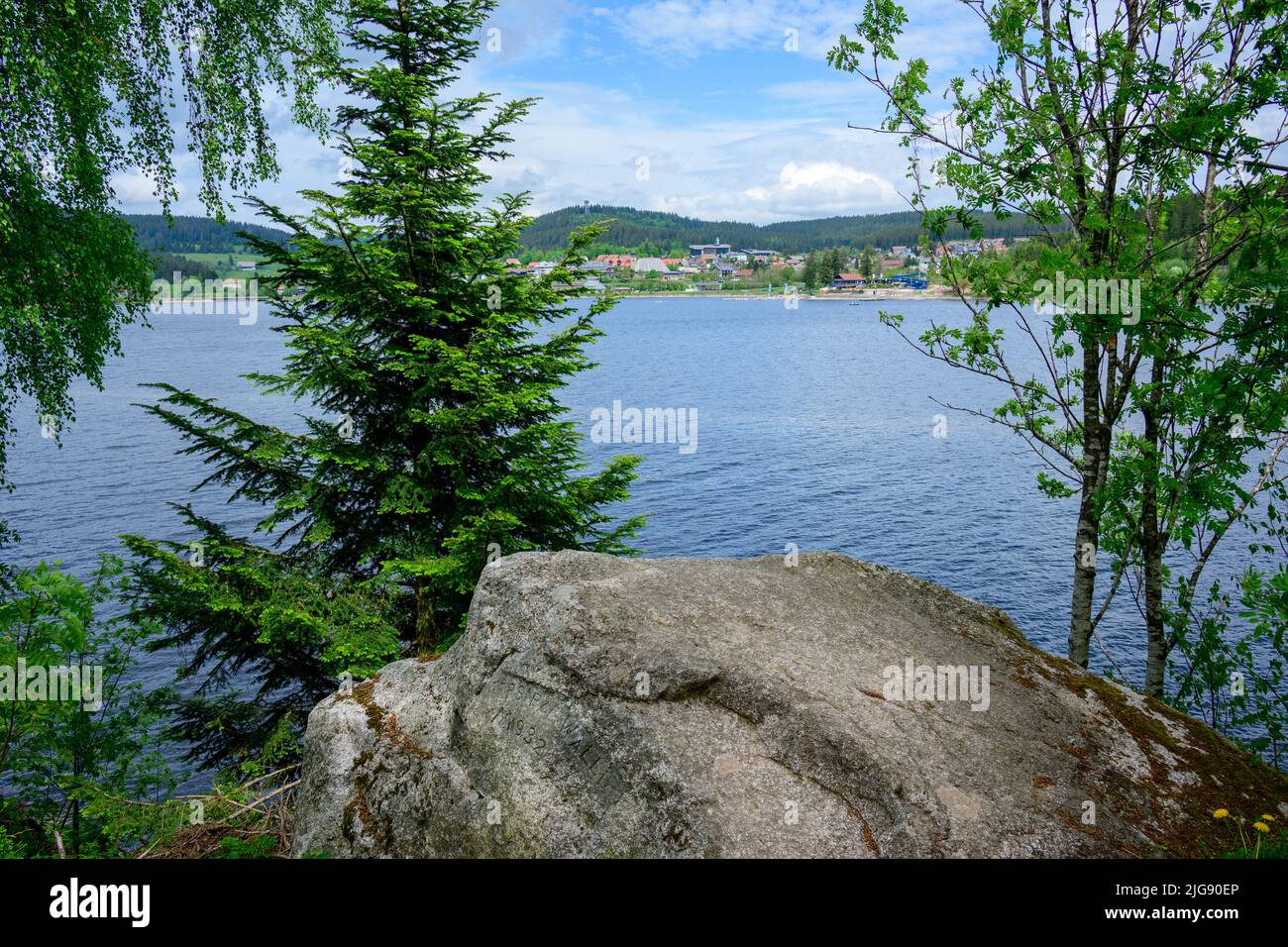 Germany, Baden-Wuerttemberg, Black Forest, view of Schluchsee village. Stock Photo
