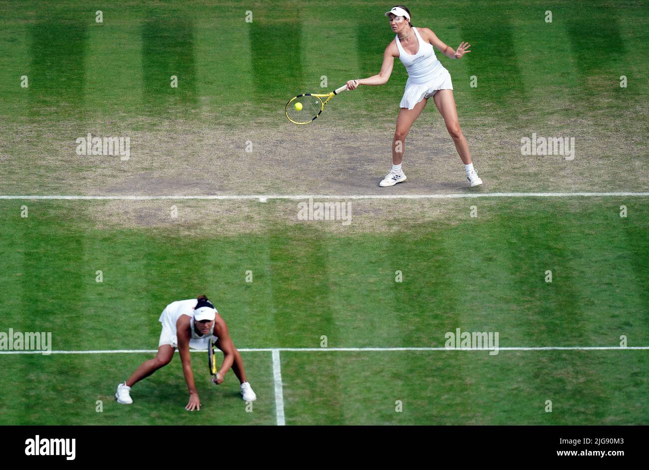 Danielle Collins (right) and Desirae Krawczyk during the Ladies Doubles Semi Final against Elise