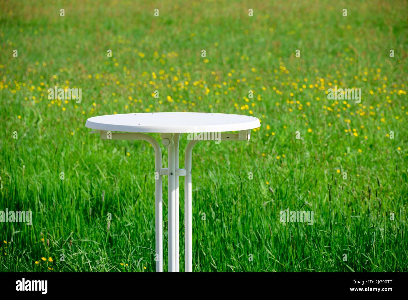 Germany, Baden-Württemberg, bar table at a meadow. Stock Photo