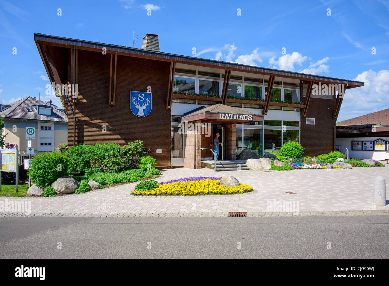 Germany, Baden-Württemberg, Black Forest, the town hall of the municipality Schluchsee. Stock Photo
