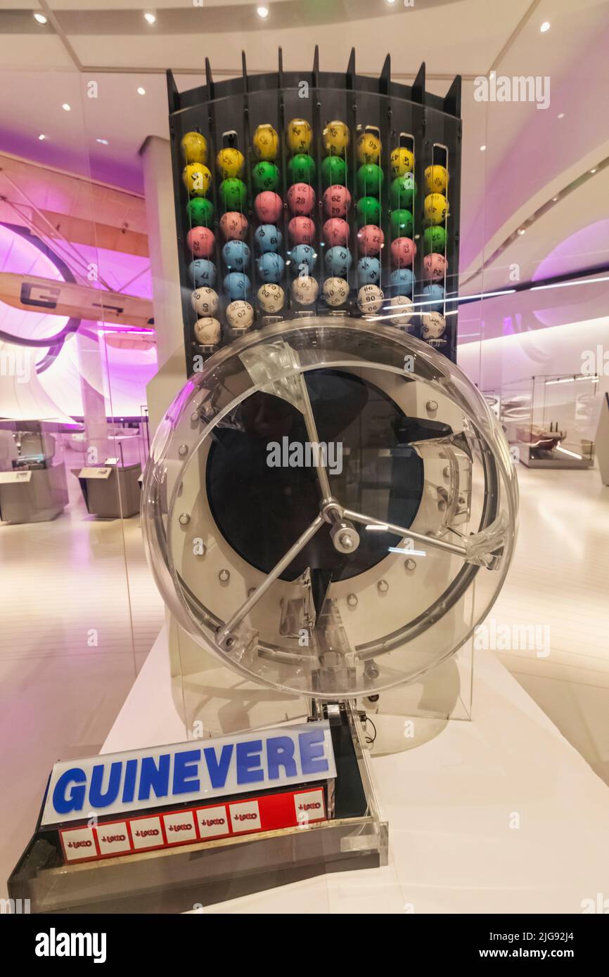 England, London, South Kensington, Science Museum, Exhibit of The National Lottery Machine 'Guinevere' Stock Photo