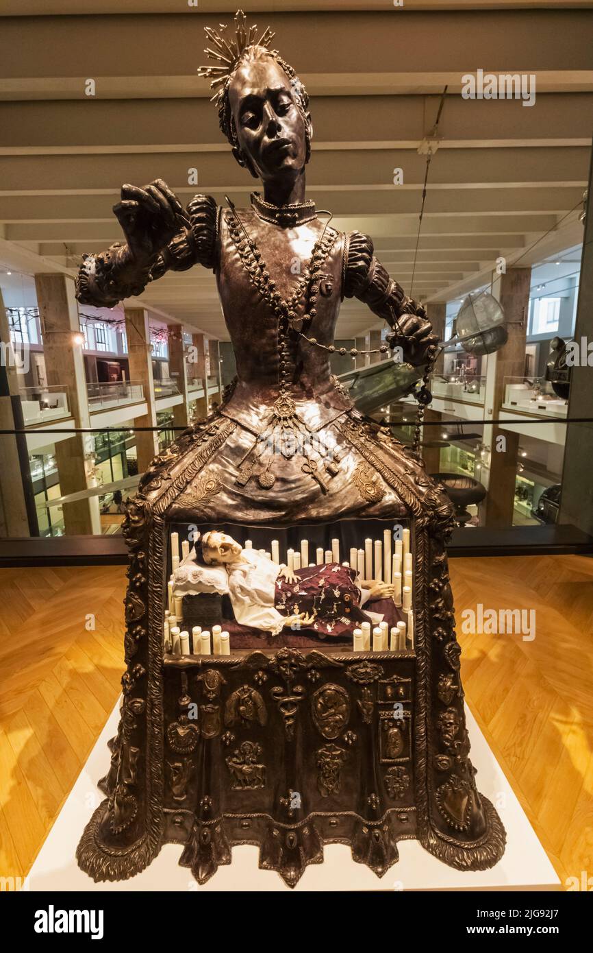 England, London, South Kensington, Science Museum, Sculpture titled 'Santa Medicina' by Eleanor Crook dated 2018 Stock Photo