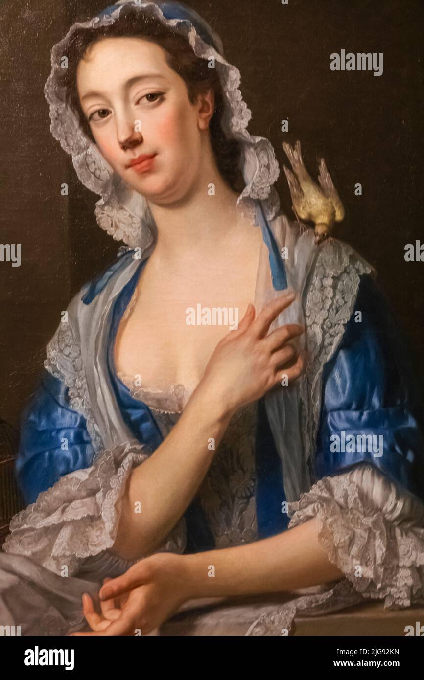 England, London, Knightsbridge, Victoria and Albert Museum, Portrait of The Popular Actress Margaret (Peg) Woffington by Jean-Baptiste van Loo dated 1738 Stock Photo