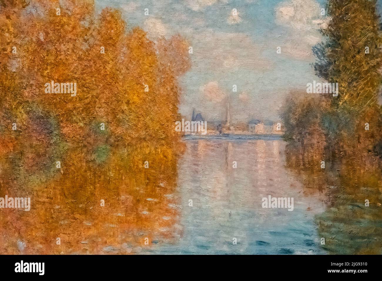England, London, Somerset House, The Courtauld Gallery, Painting titled 'Autumn Effect at Argenteuil' by Claude Monet dated 1873 Stock Photo