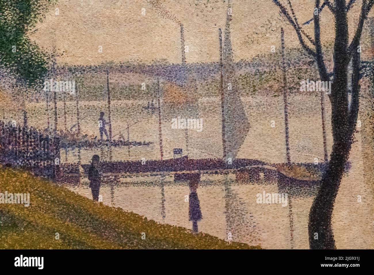 England, London, Somerset House, The Courtauld Gallery, Painting titled 'The Bridge at Courbevoie' by Georges Seurat dated 1886 Stock Photo