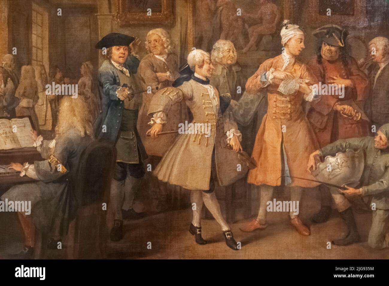 Painting from The Rake's Progress titled 'The Levee' by William Hogarth Stock Photo
