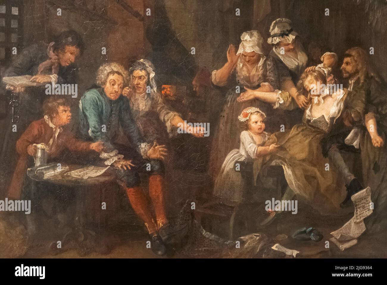 Painting from The Rake's Progress titled 'The Prison' by William Hogarth Stock Photo