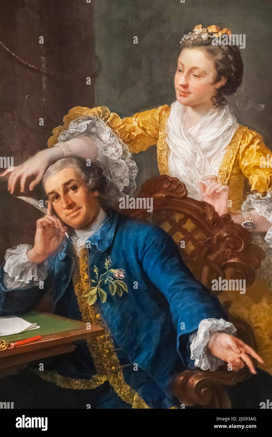 Painting titled 'David Garrick with his Wife Eva-Maria Veigel' by William Hogarth dated 1757-64 Stock Photo