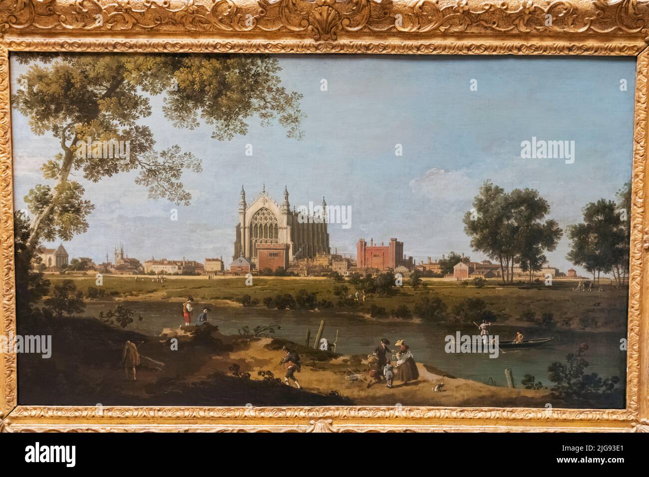 Painting titled 'Eton College' by Italian Artist Canaletto dated 1754 Stock Photo