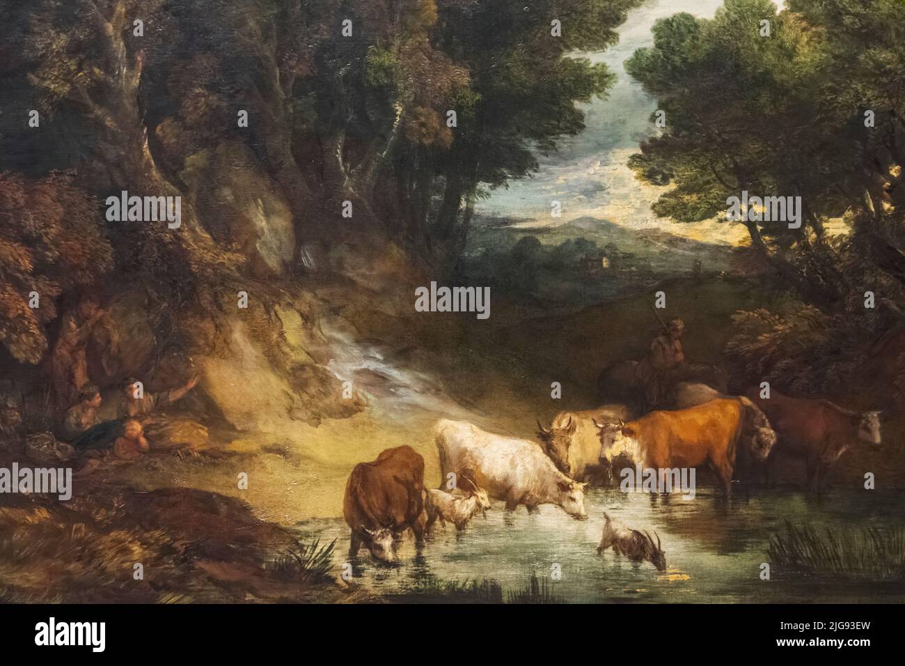 Painting titled 'The Watering Place' by Thomas Gainsborough dated 1777 Stock Photo