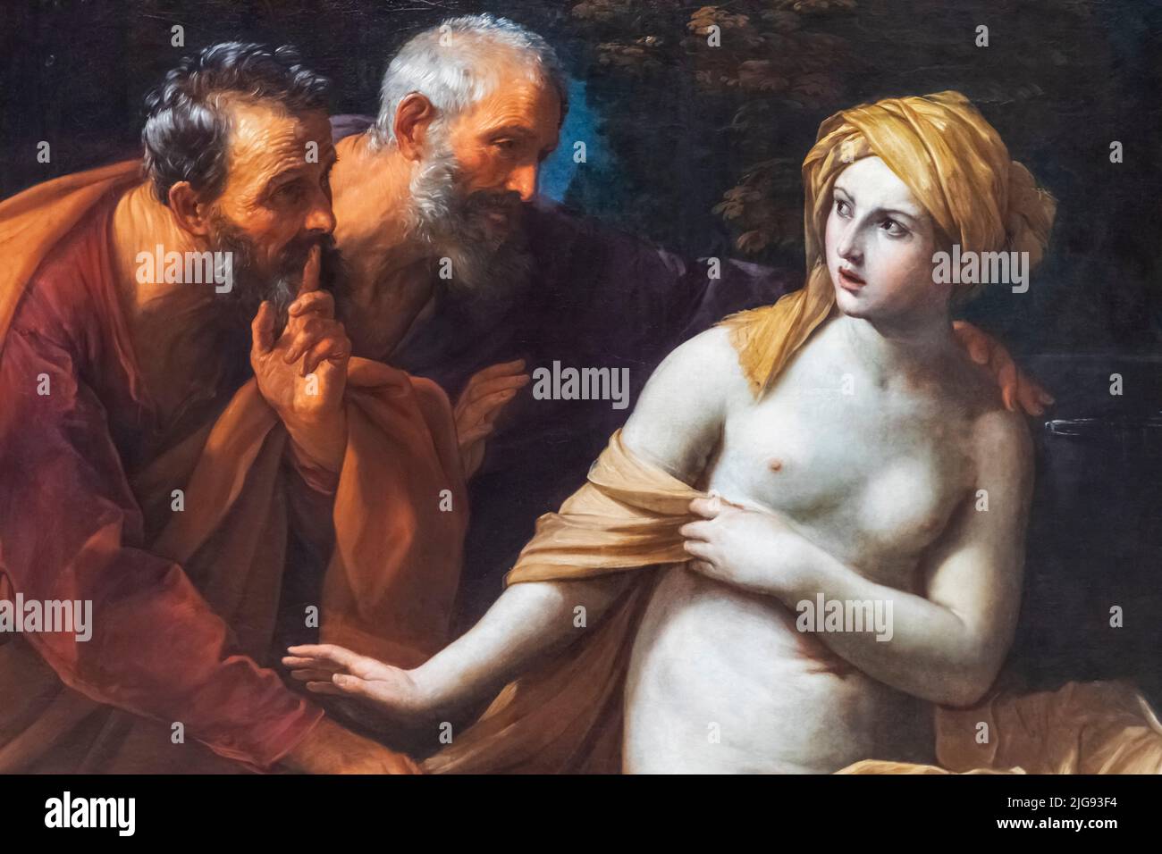 Painting titled 'Susannah and the Elders' by Italian Artist Guido Reni dated 1620 Stock Photo