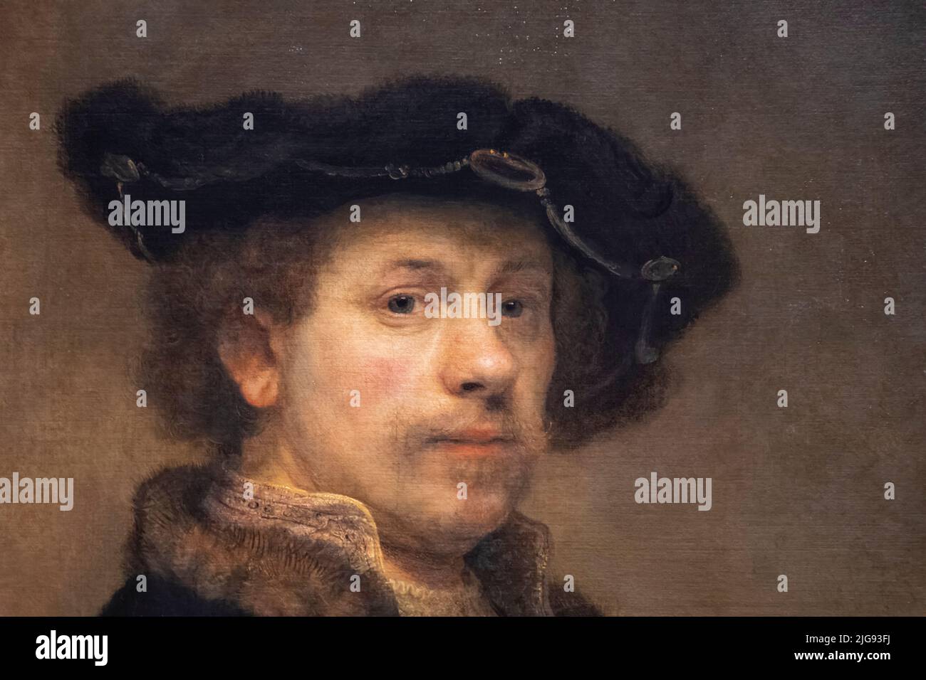 Painting titled 'Self Portrait at the Age of 34' by Dutch Artist Rembrandt dated 1640 Stock Photo