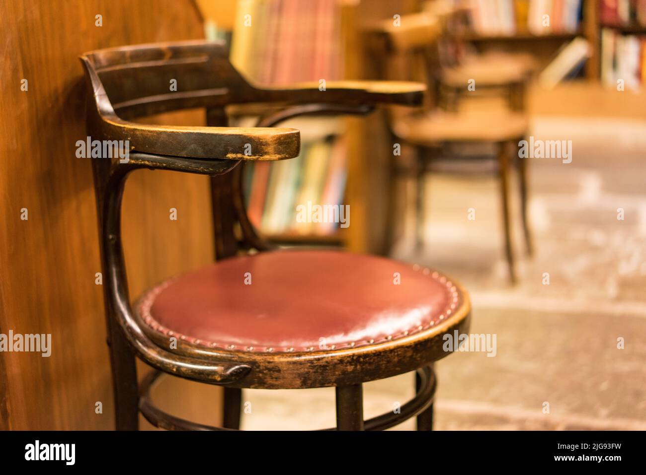 Chair in a book shop Stock Photo