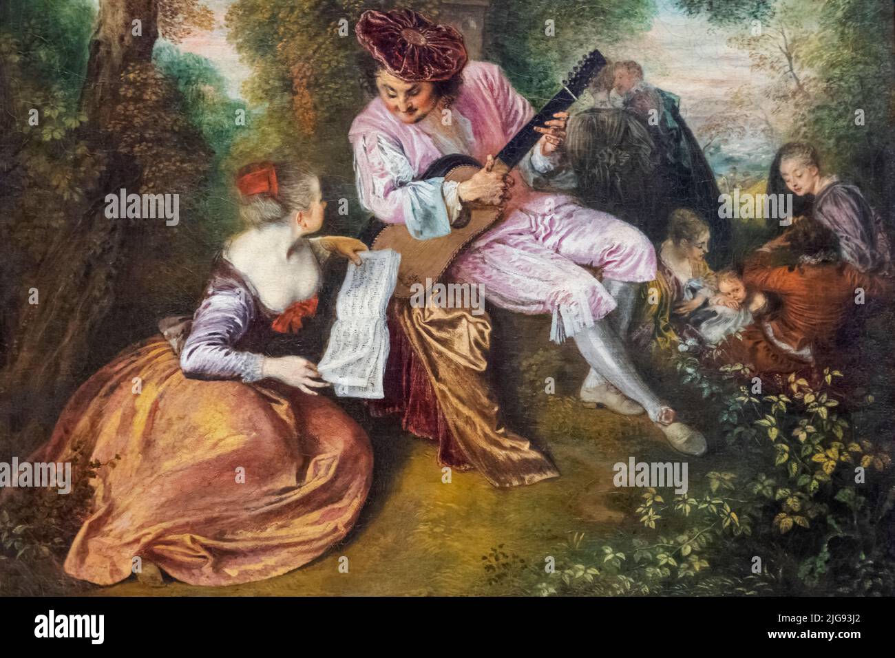Painting titled 'The Scale of Love' by French Artist Jean-Antoine Watteau dated 1717 Stock Photo