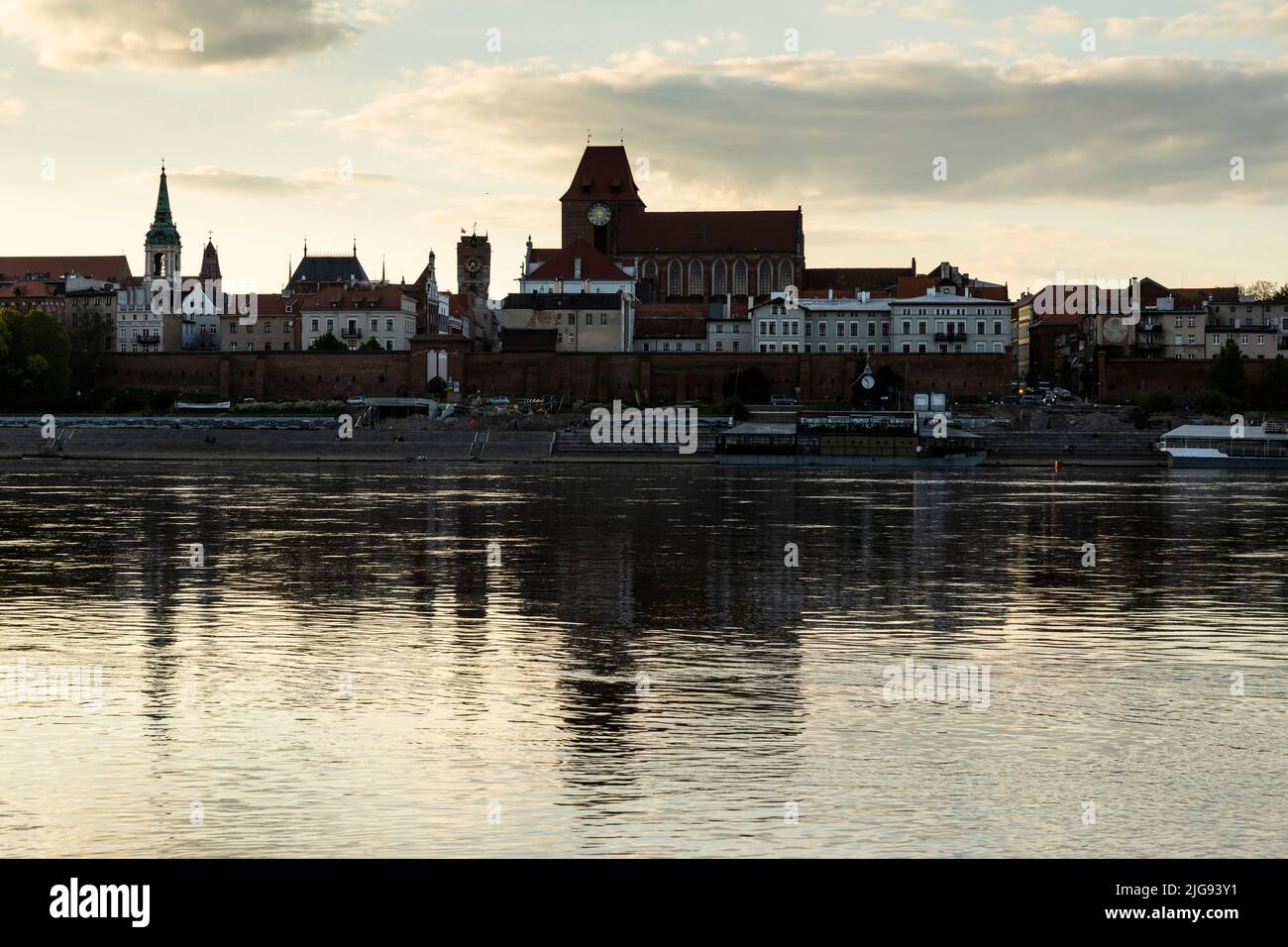 Europe, Poland, Kuyavian-Pomeranian Voivodeship, Torun / Thorn - Old Town seen from the Vistula Stock Photo