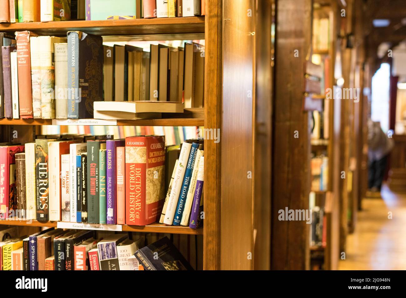 Bookshop interior in Hay on Wye in Herefordshire, England. Stock Photo