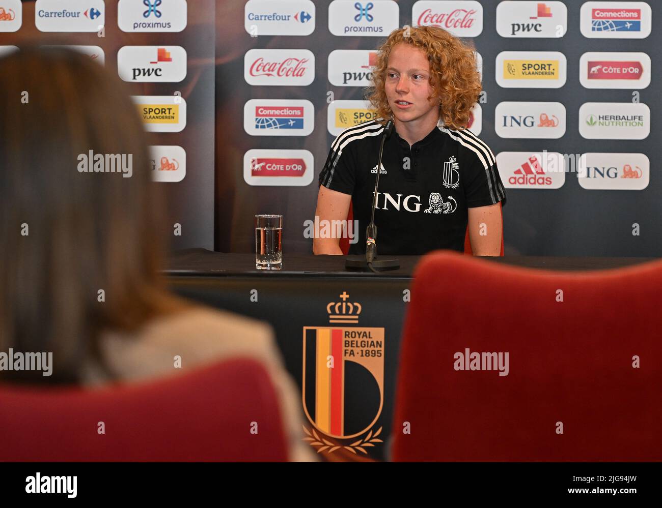 Belgium's Charlotte Tison pictured during a press conference of the