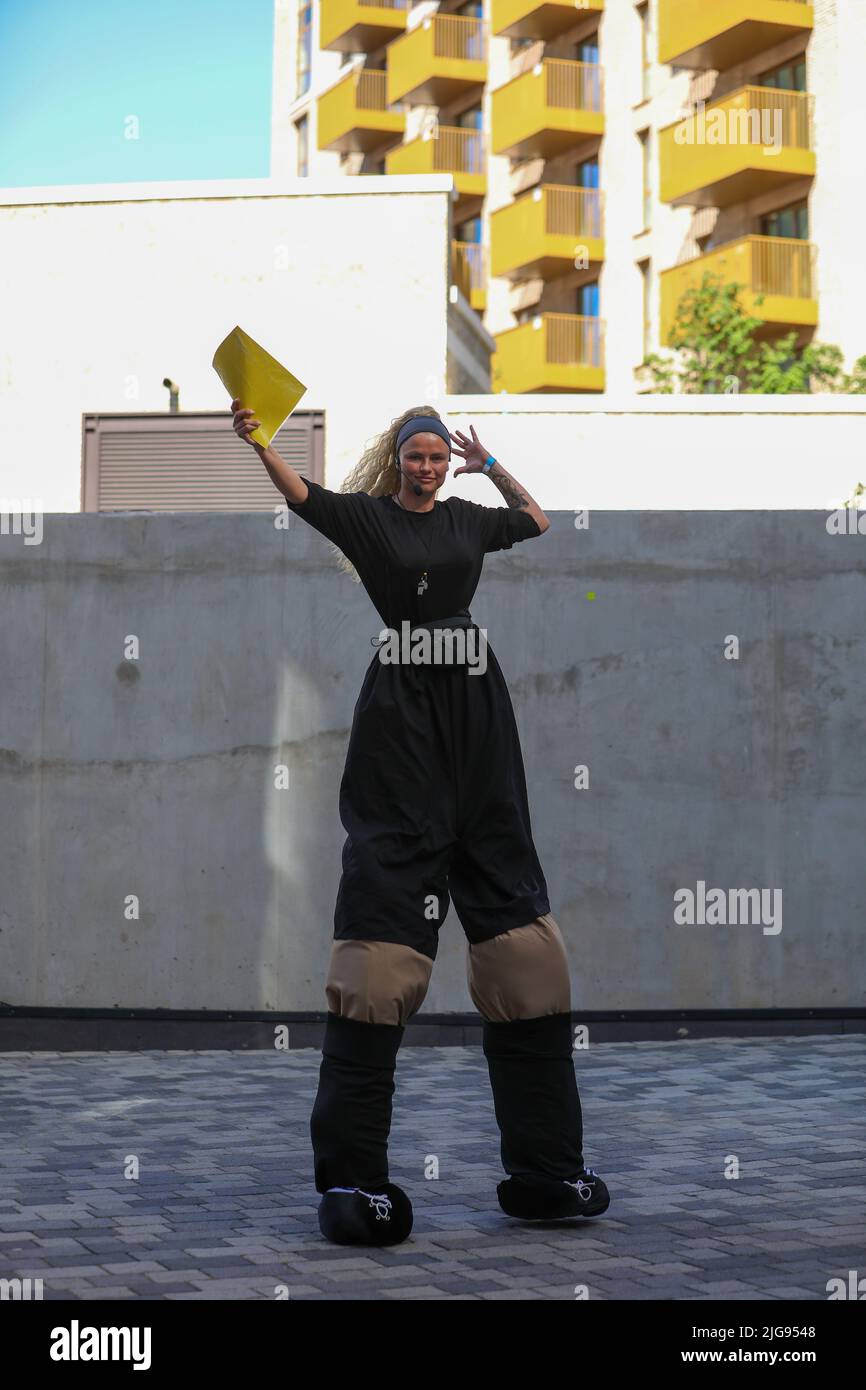 8th July 2022, Community Stadium, Brentford, London, England: Womens European International football tournament; Germany versus Denmark; Fans entertainment outside the stadium. Stock Photo