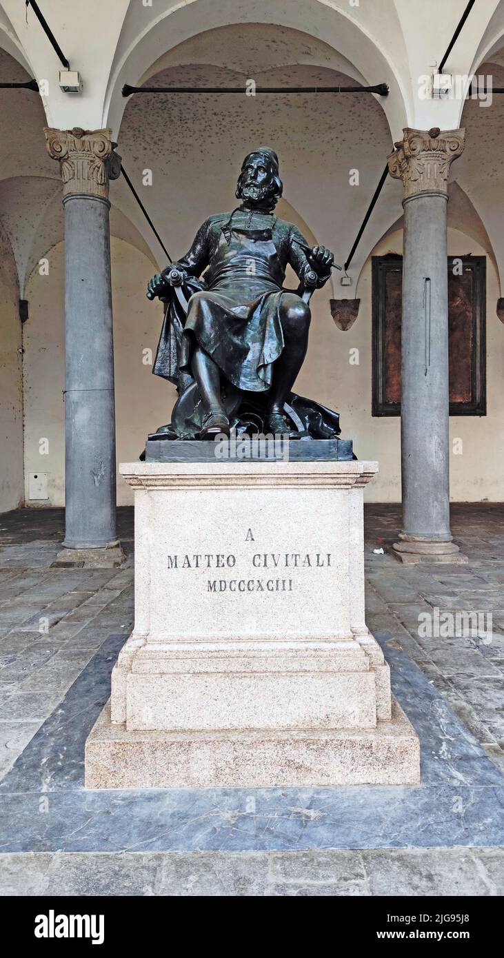 Monument in Lucca to Matteo Civitali, sculptor and painter of Renaissance Tuscany, Stock Photo