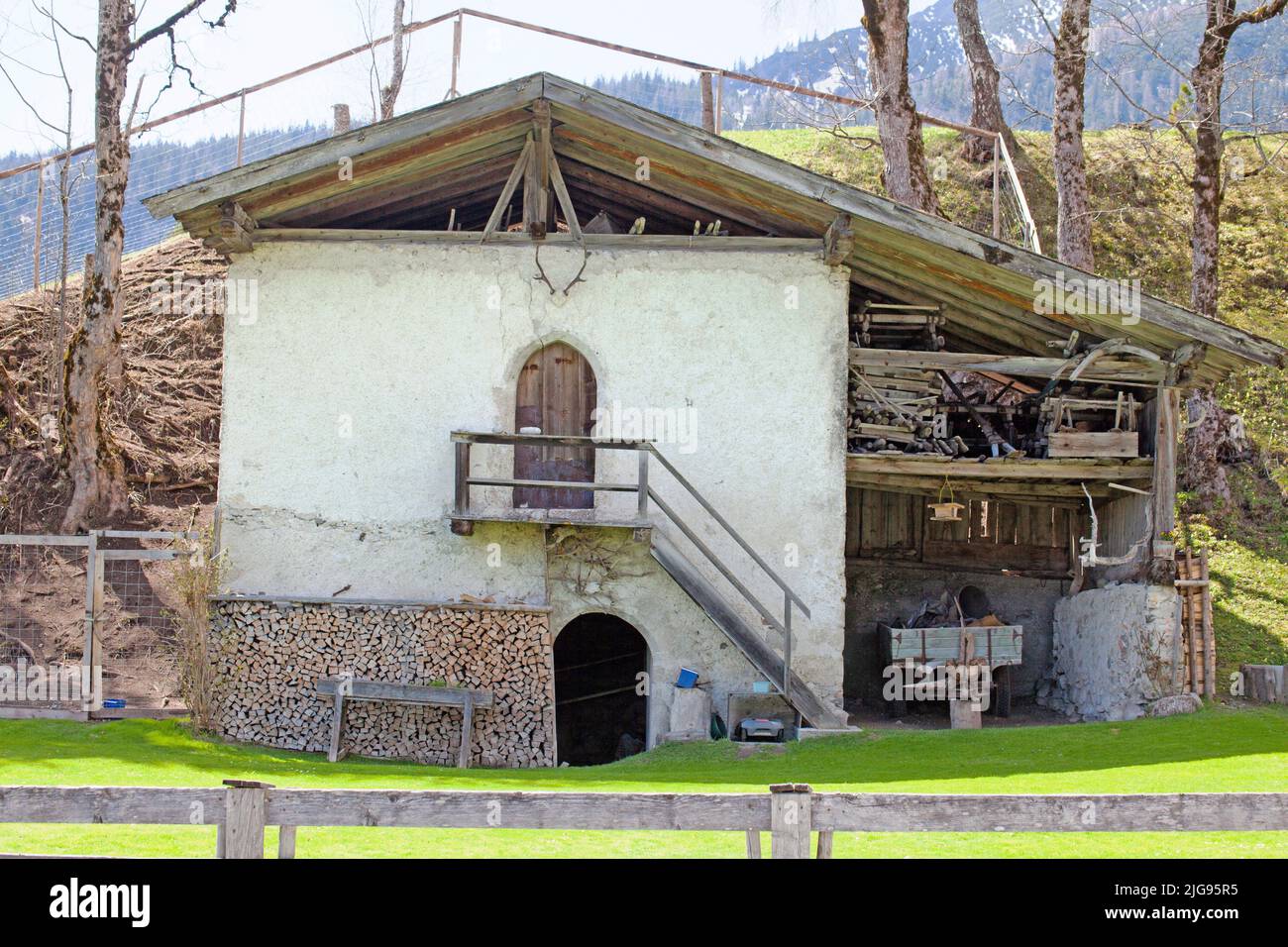 Outbuilding from farm in Leutasch Valley, Tyrol, Austria Stock Photo