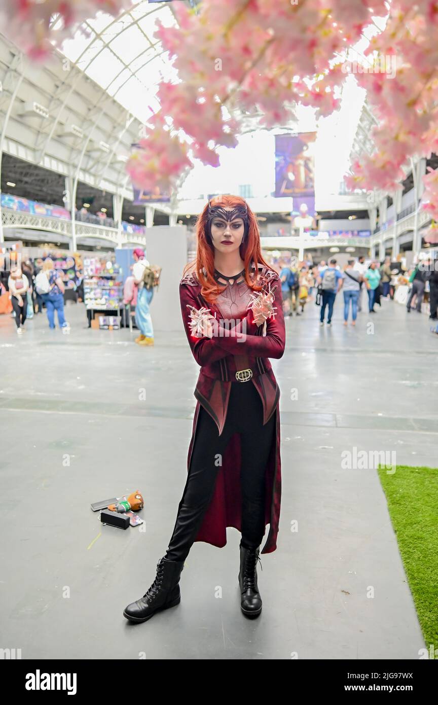 London, UK. 8th July 2022. The opening day of the London Film and Comic Con with amazing crafts, artist and stars attended signing autographs. Sadly, Which are limited to press photograph at Olympia London, UK. - 8 July 2022. Credit: See Li/Picture Capital/Alamy Live News Stock Photo