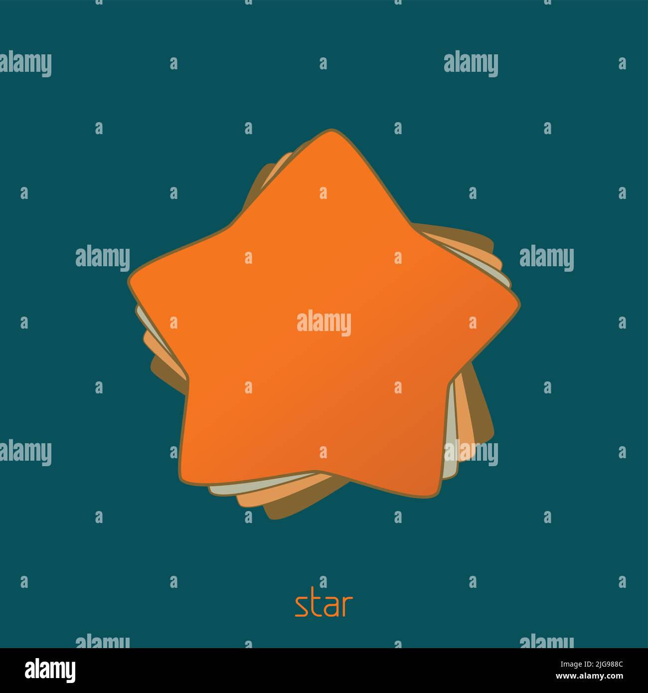 Abstract simple orange star on a sherpa blue background. Vector Stock Vector