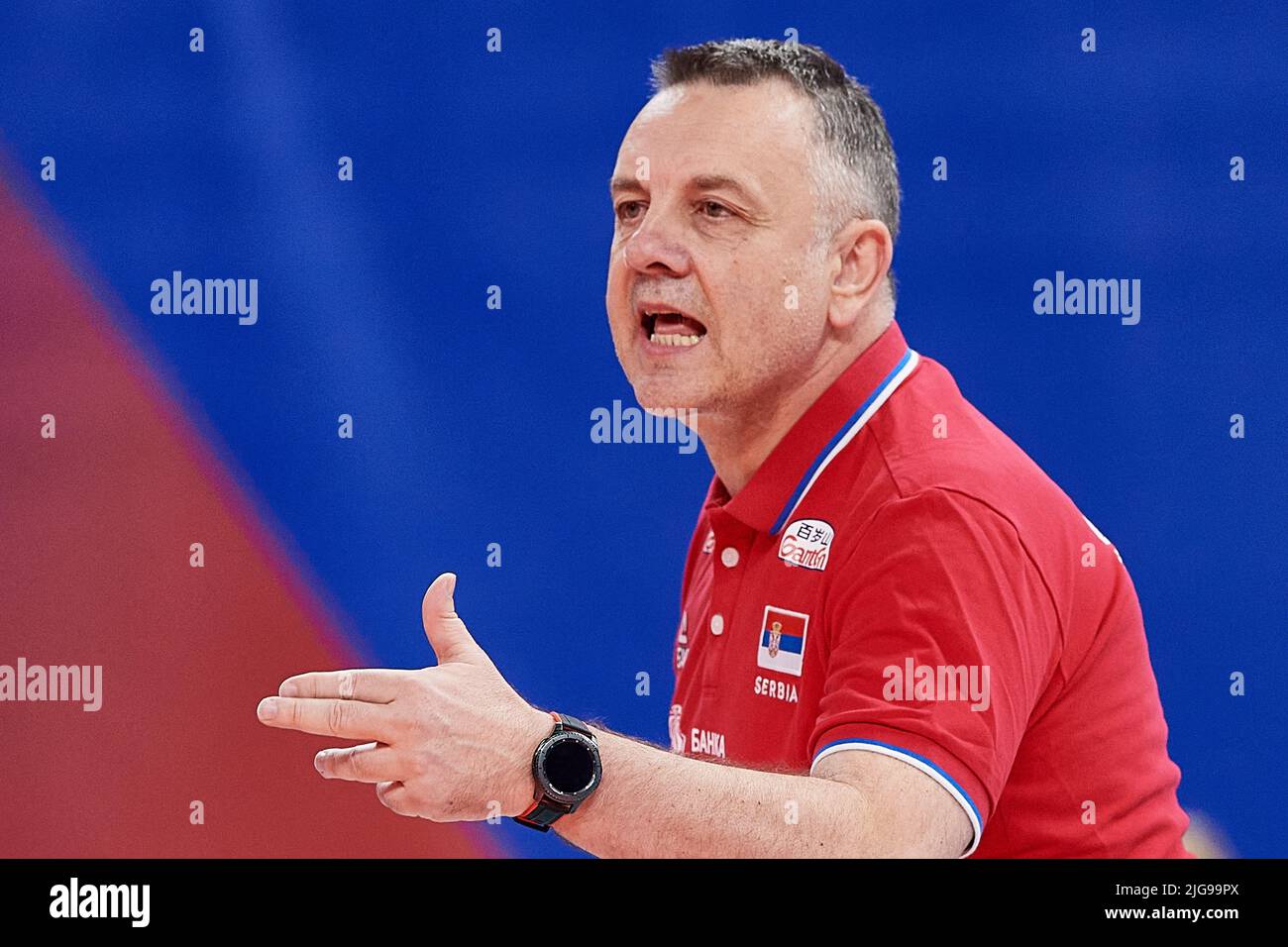 Gdansk, Poland. 08th July, 2022. Coach of the Serbia national team Igor Kolakovic in action during the 2022 men's FIVB Volleyball Nations League match between Italy and Serbia in Gdansk, Poland, 08 July 2022. Credit: PAP/Alamy Live News Stock Photo