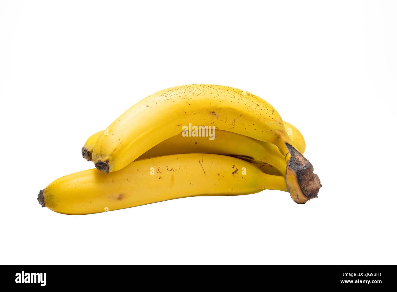 Yellow Bananas against white background Stock Photo